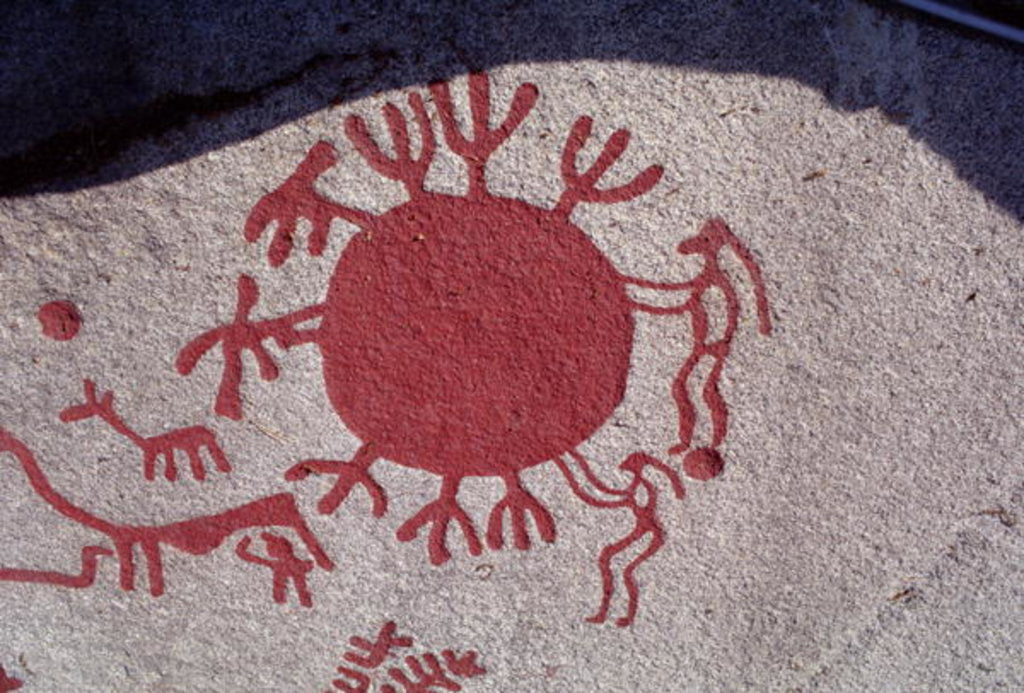 Detail of Figures and animals around a sun by Protohistoric Protohistoric