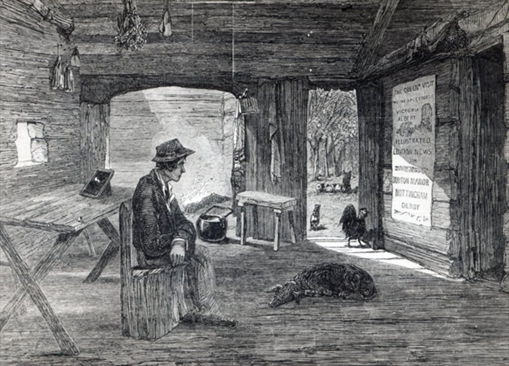 Detail of Interior of a settler's hut in Australia by English School