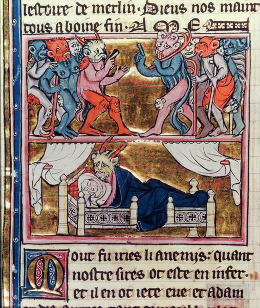 Detail of Ms Fr. 95 fol.113v Council of Demons by French School