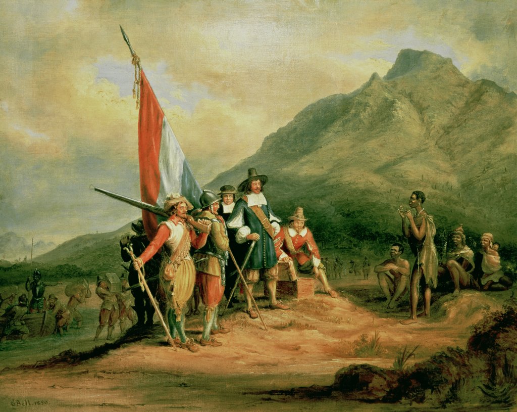 Detail of The Landing of Jan van Riebeeck 6th April 1652, 1850 by Charles Bell