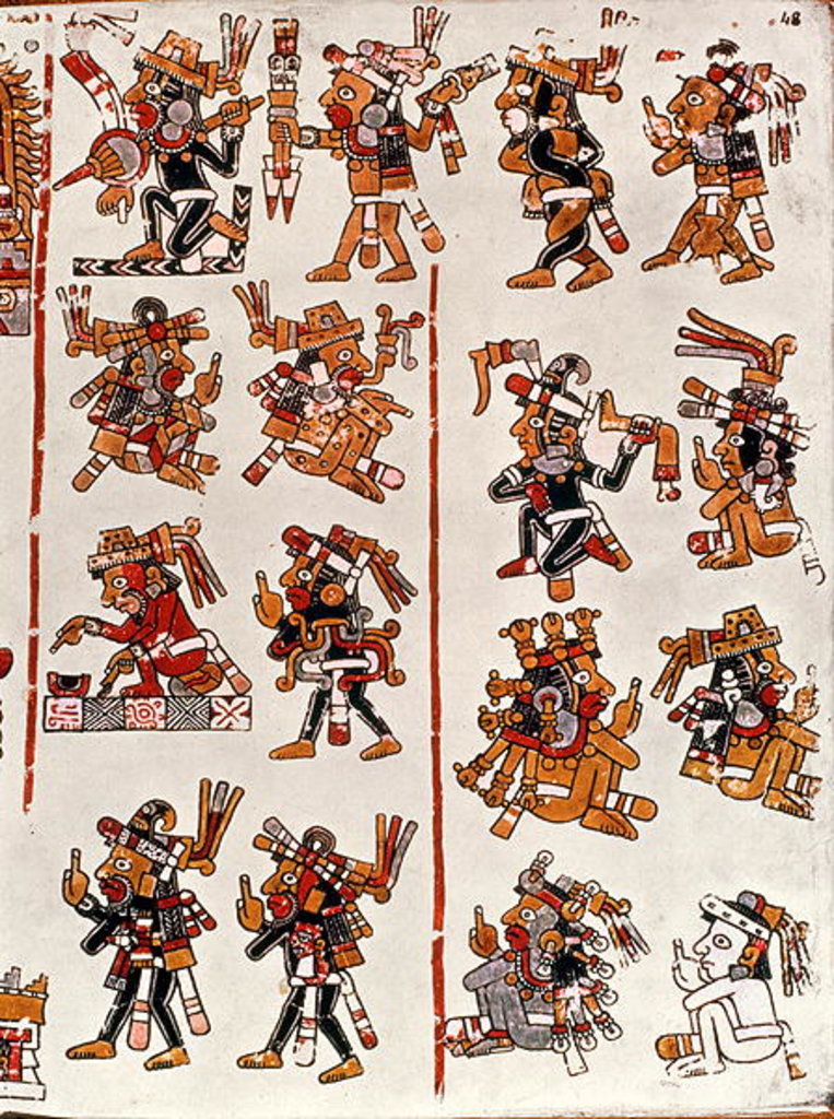 Detail of Mexican codex showing the genealogy of the Aztec civilisation by Mexican School