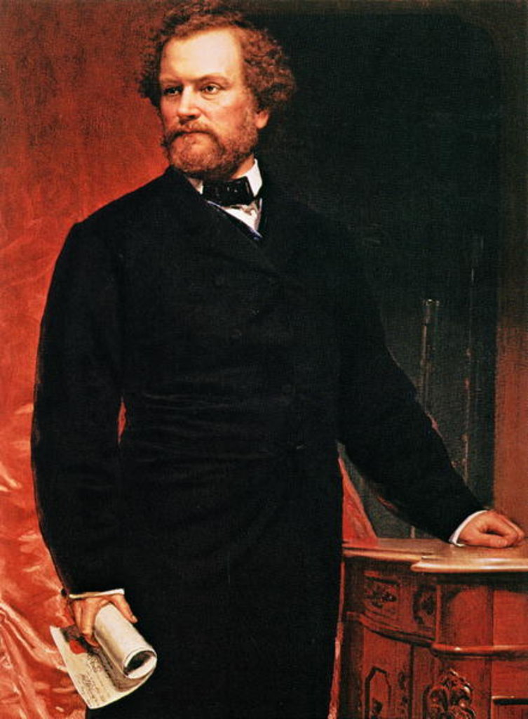 Detail of Portrait of Samuel Colt, inventor of the revolver by American School