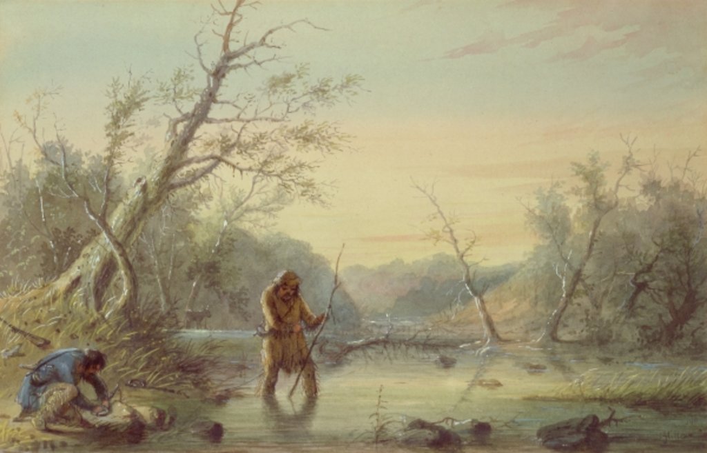 Detail of Trapping Beaver, 1858 by Alfred Jacob Miller