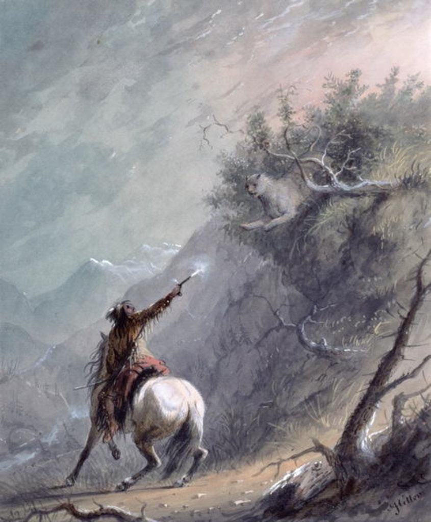Detail of Shooting a Cougar by Alfred Jacob Miller