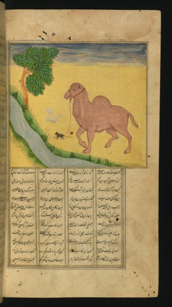 Detail of A Mouse, Clutching the Reins of a Camel, at a Stream of Water by Persian School