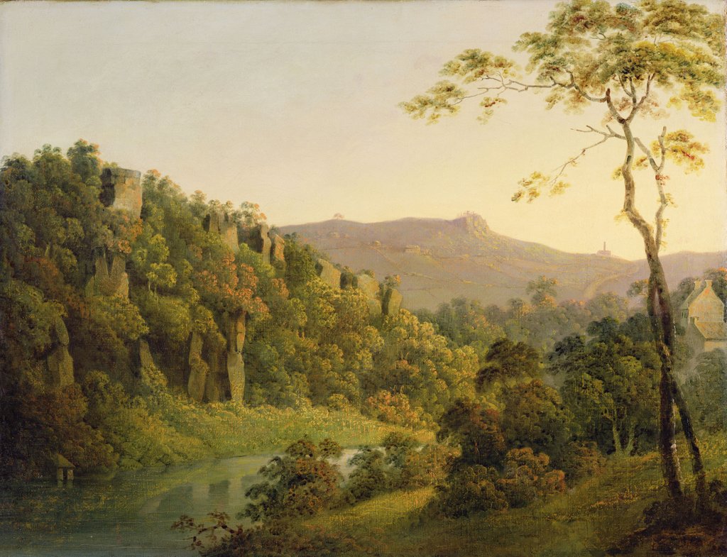Detail of View in Matlock Dale, Looking Towards Black Rock Escarpment, c.1780-5 by Joseph Wright of Derby