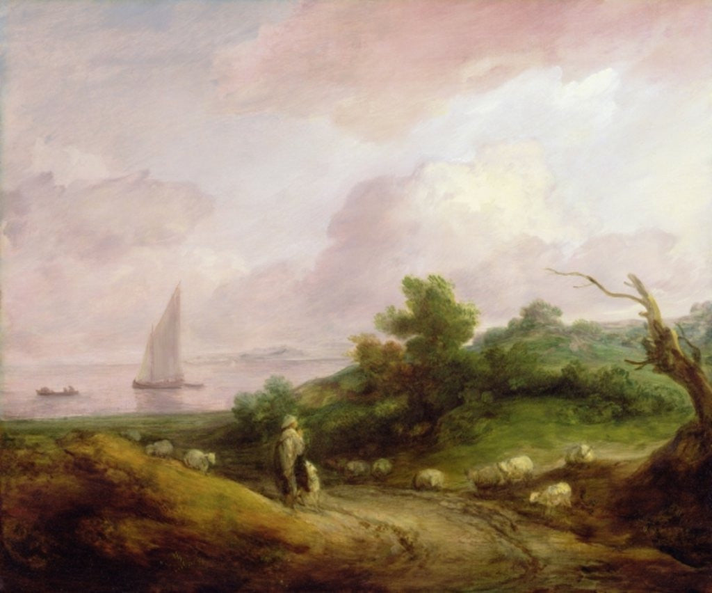 Detail of Coastal Landscape with a Shepherd and his Flock by Thomas Gainsborough