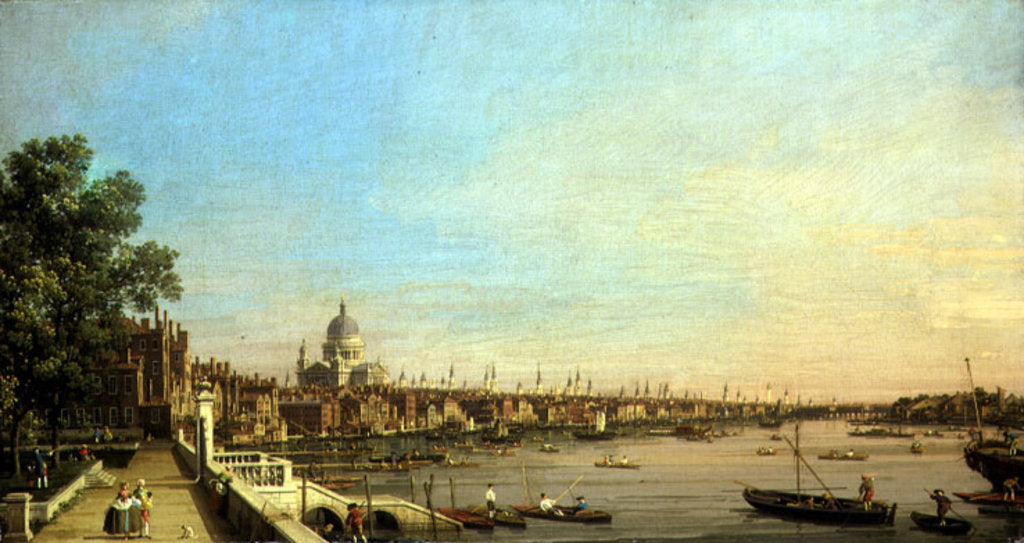 Detail of The Thames from the Terrace of Somerset House Looking Towards St. Paul's, c.1750 by Canaletto
