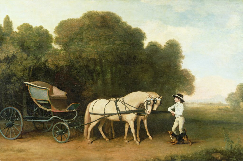 Detail of A Phaeton with a Pair of Cream Ponies in the Charge of a Stable-Lad, c.1780-5 by George Stubbs