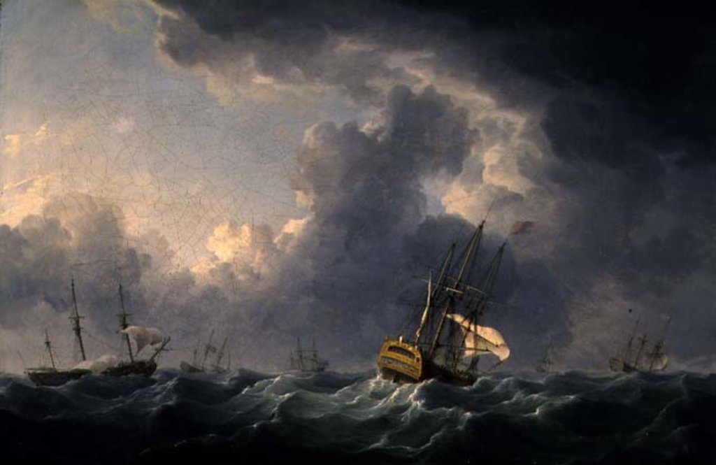 Detail of English Ships Running Before a Gale by Charles Brooking