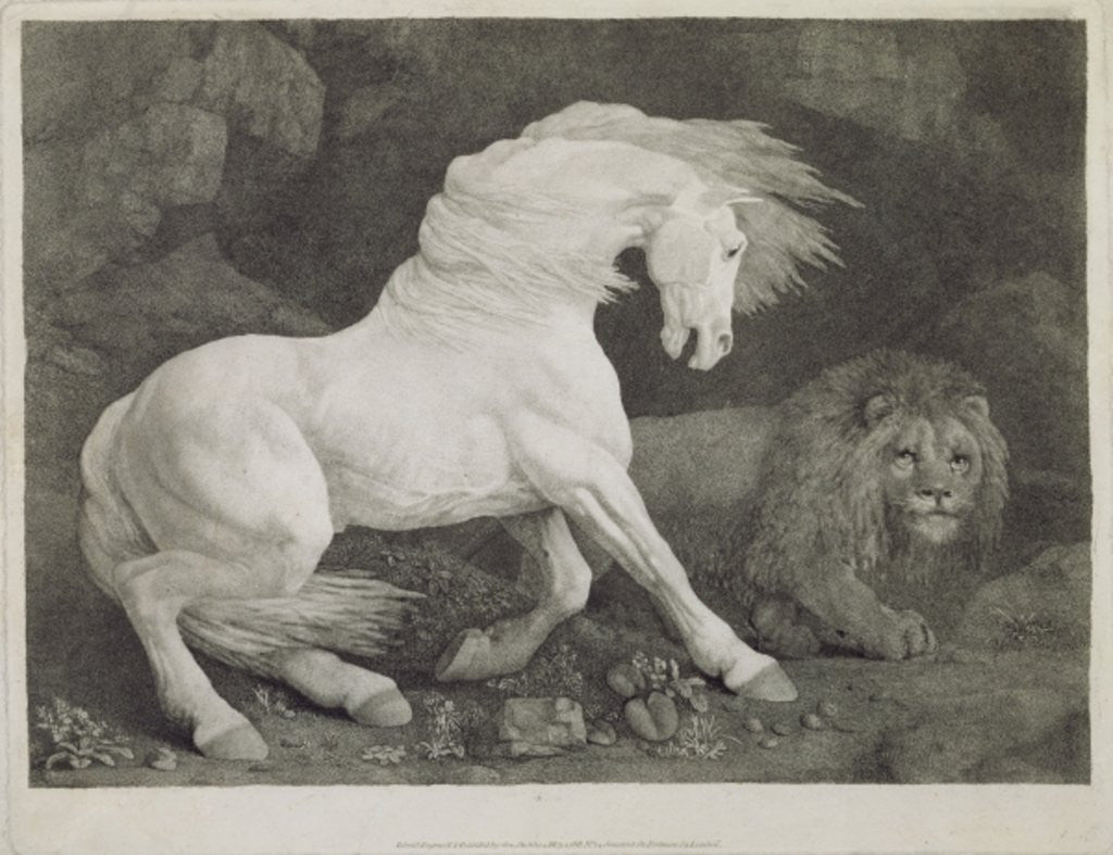 Detail of A Horse Affrighted by a Lion by George Stubbs