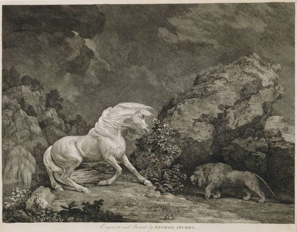 Detail of A Horse Affrighted by a Lion by George Stubbs