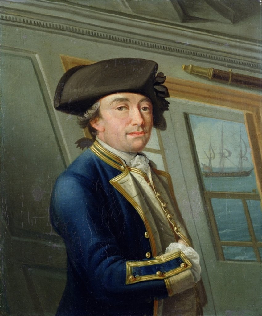 Detail of Portrait of Captain William Locker 1769 by Dominic Serres