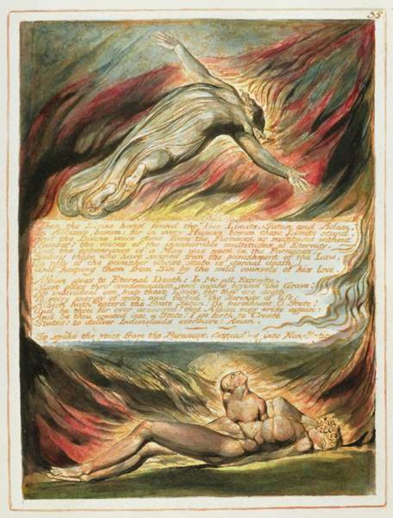 Detail of Then the Divine Hand... by William Blake