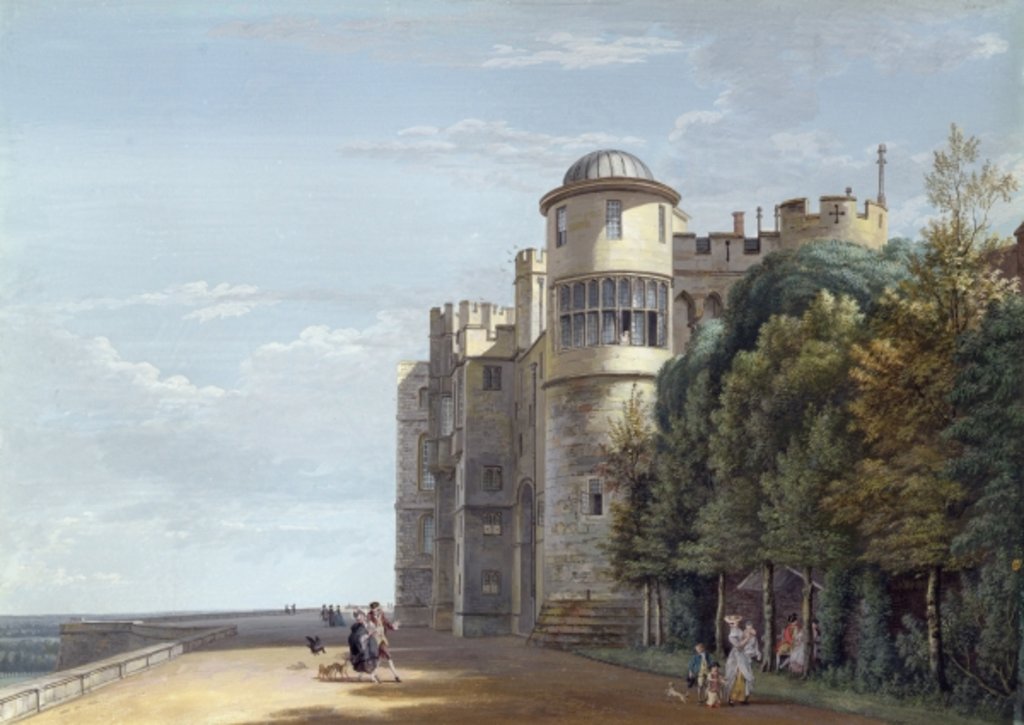 Detail of The North Terrace, Windsor Castle, looking East by Paul Sandby