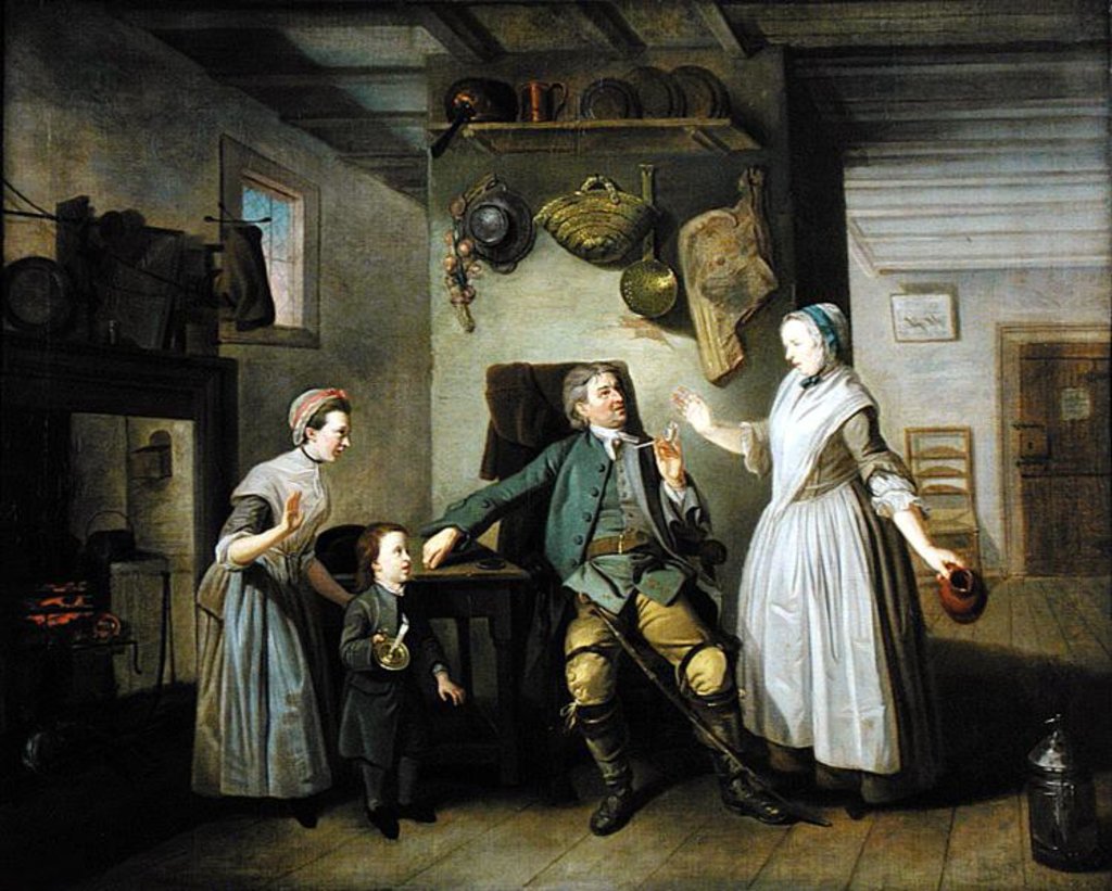 Detail of David Garrick and Mary Bradshaw in The Farmer's Return by Johann Zoffany