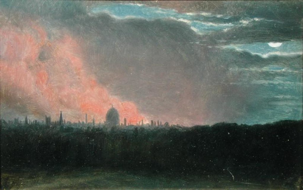 Detail of Fire in London seen from Hampstead by John Constable