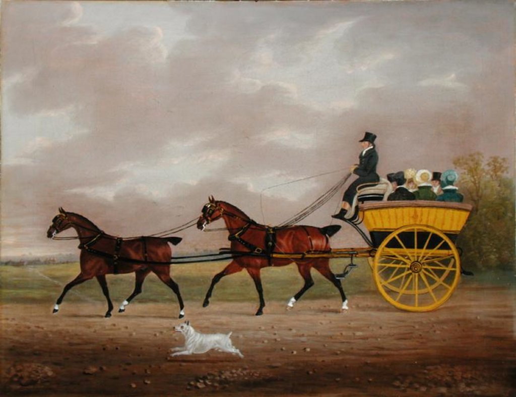 Detail of A Gentleman driving Tandem to a Jaunting Car by Edwin W. Cooper