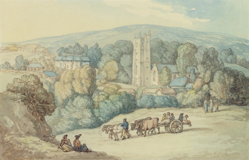 Detail of The Church and Village of St. Cue, Cornwall, c.1812 by Thomas Rowlandson