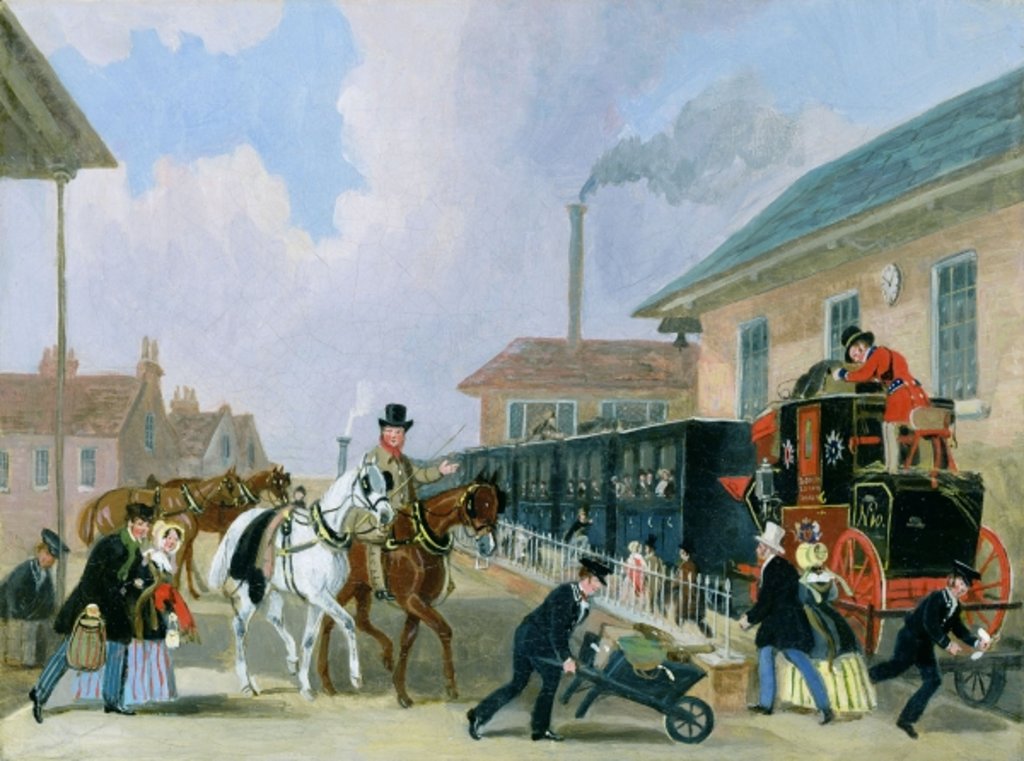 Detail of The Louth-London Royal Mail Travelling by Train from Peterborough East in December 1845 by James Pollard