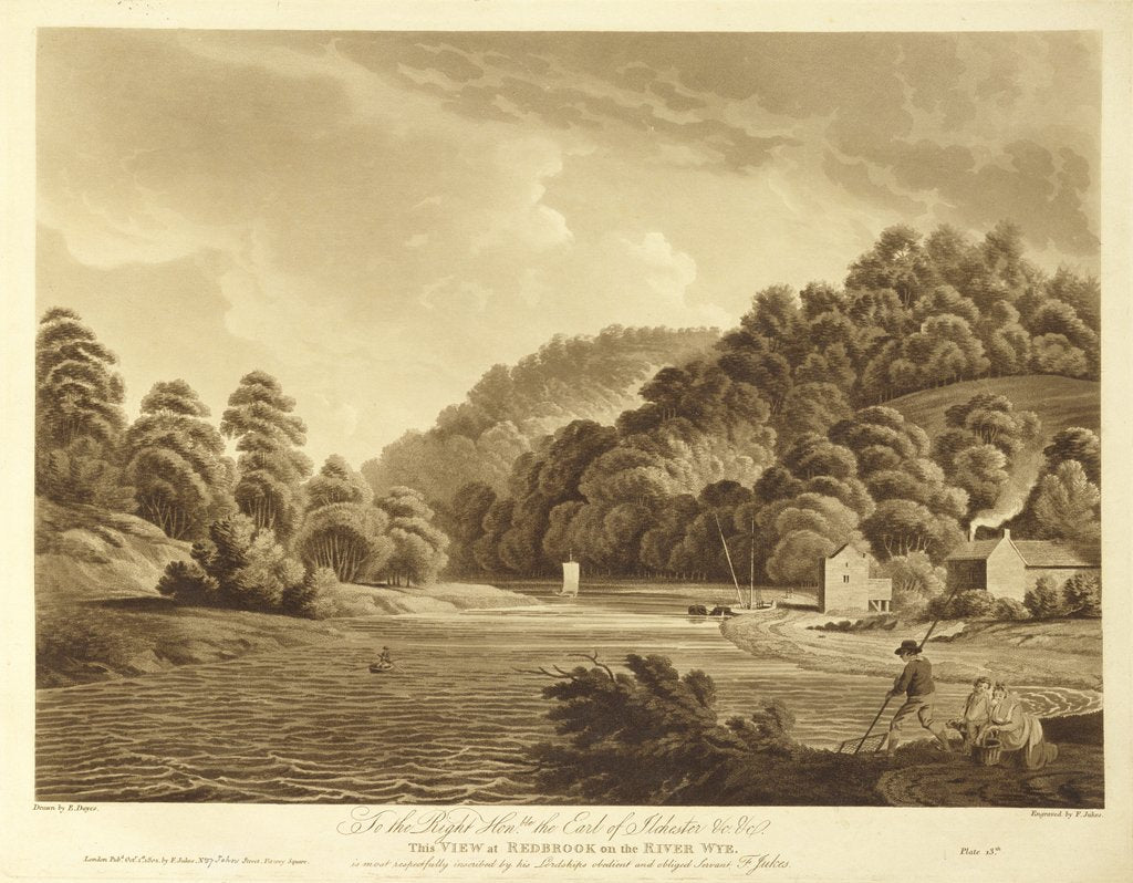Detail of View at Redbrook in the River Wye, plate 13 from 'Views of the River Wye', engraved by F. Jukes by Edward Dayes