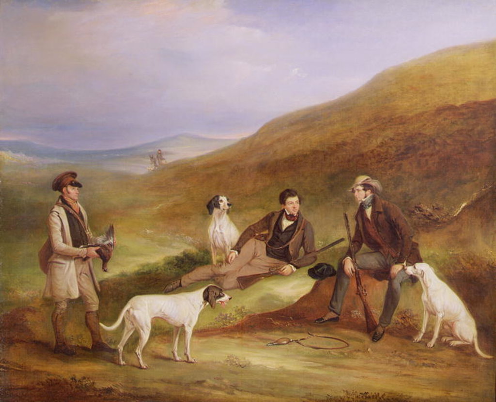 Detail of Edward Horner Reynard and his Brother, George, Grouse Shooting with the Keeper, Tully Lamb, at Middlesmoor, Yorkshire, 1836 by John E. Ferneley