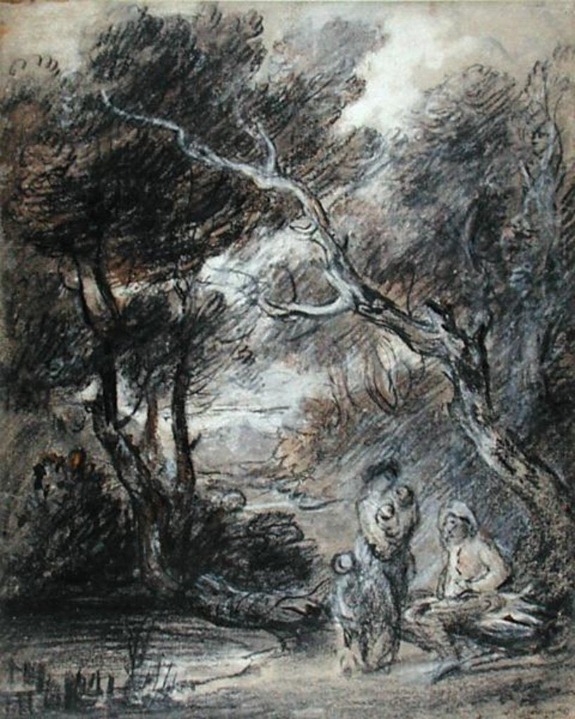 Detail of Wooded Landscape with Figures, c.1788 by Thomas Gainsborough
