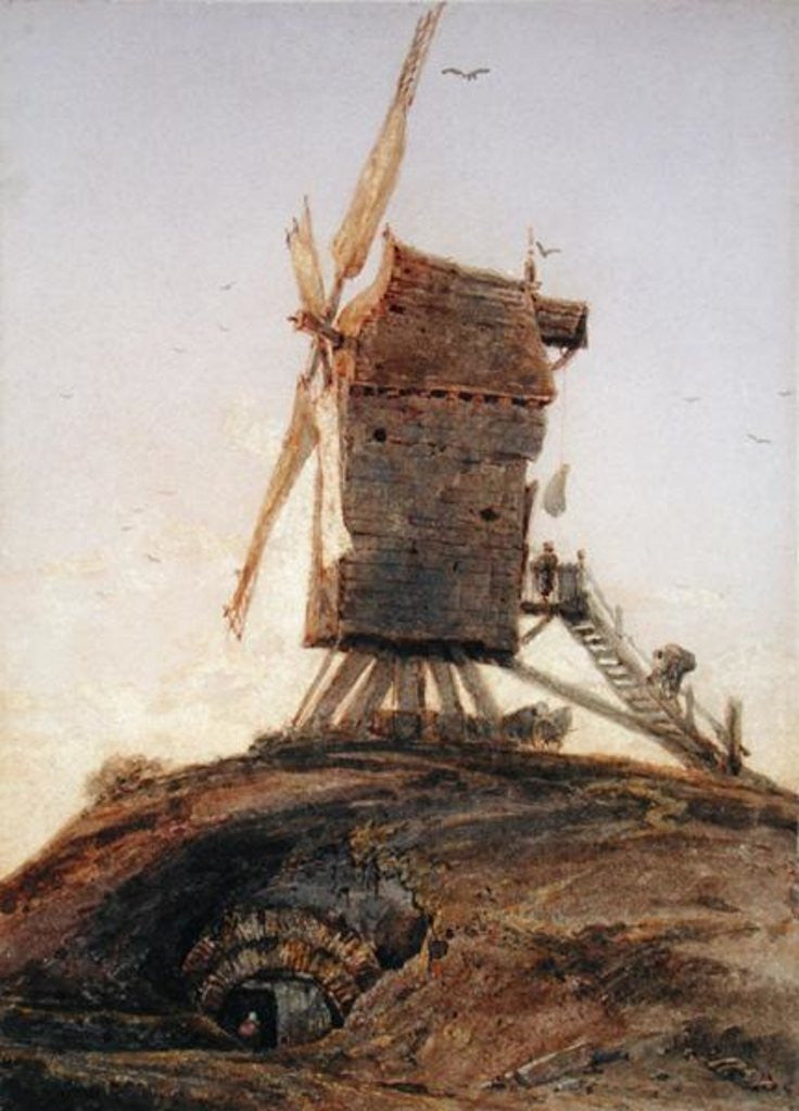 Detail of Windmill on a Knoll in a Landscape by Francois Louis Thomas Francia