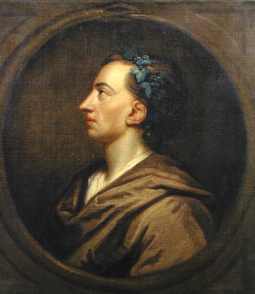 Detail of Alexander Pope Profile, Crowned with Ivy by Godfrey (studio of) Kneller