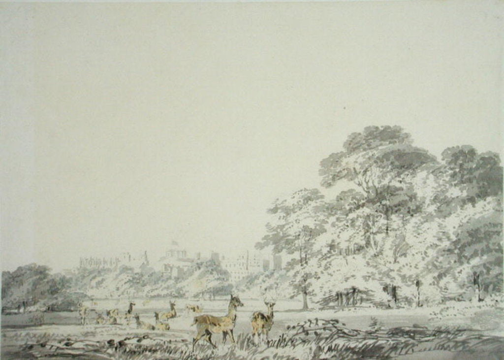 Detail of Windsor Castle and Park with Deer by Joseph Mallord William Turner