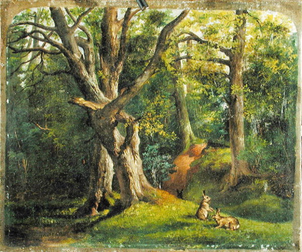 Detail of Woodland Scene with Rabbits by Sir Hubert von Herkomer
