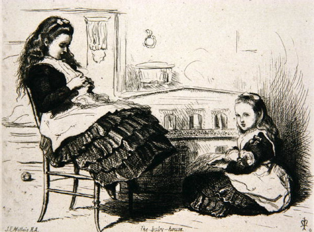 The Baby House, number 9 from a series of etchings for the Art Union of London by the Etching Club by John Everett Millais
