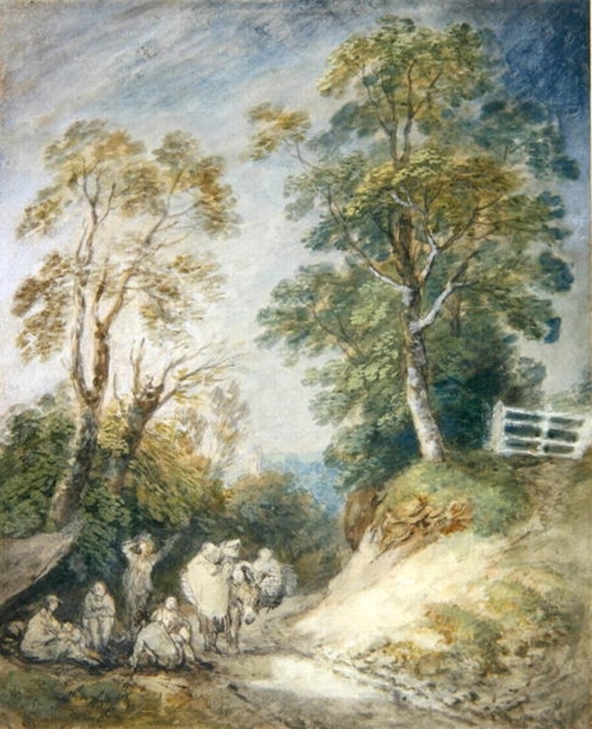 Detail of Wooded Landscape with Gypsy Encampment, c.1760-65 by Thomas Gainsborough