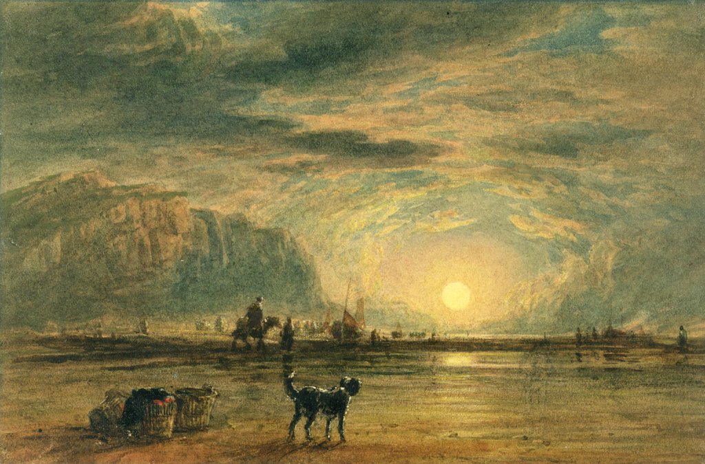 Detail of Beach Scene - Sunrise, c.1820 by David (attr. to) Cox