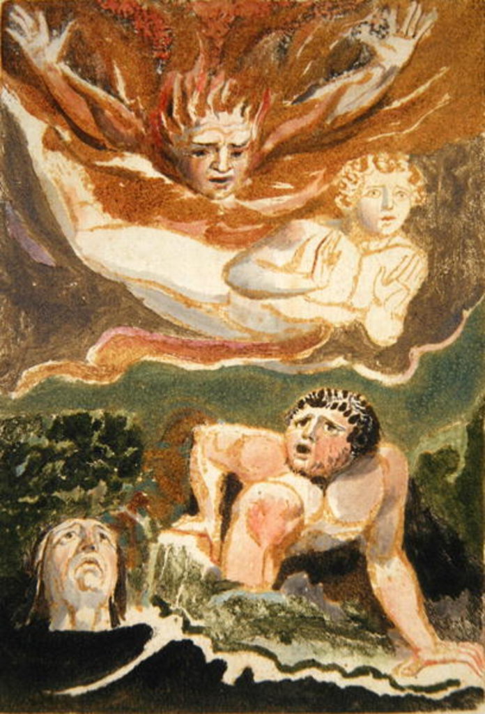 Detail of Four naked men emerging from their elements by William Blake