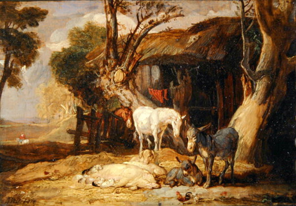 Detail of The Straw Yard, 1810 by James Ward