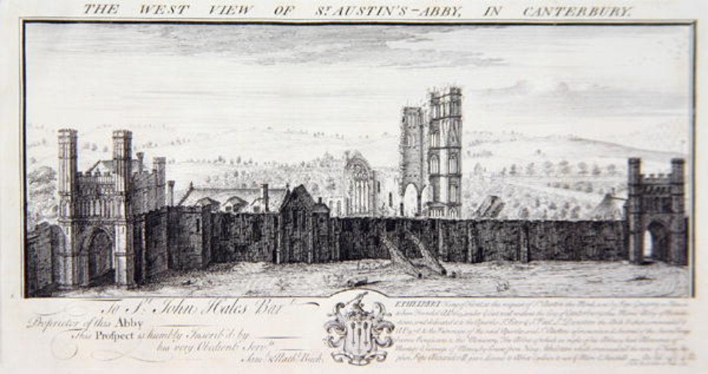 Detail of The West View of St. Austin's Abbey, in Canterbury by Nathaniel and Samuel Buck