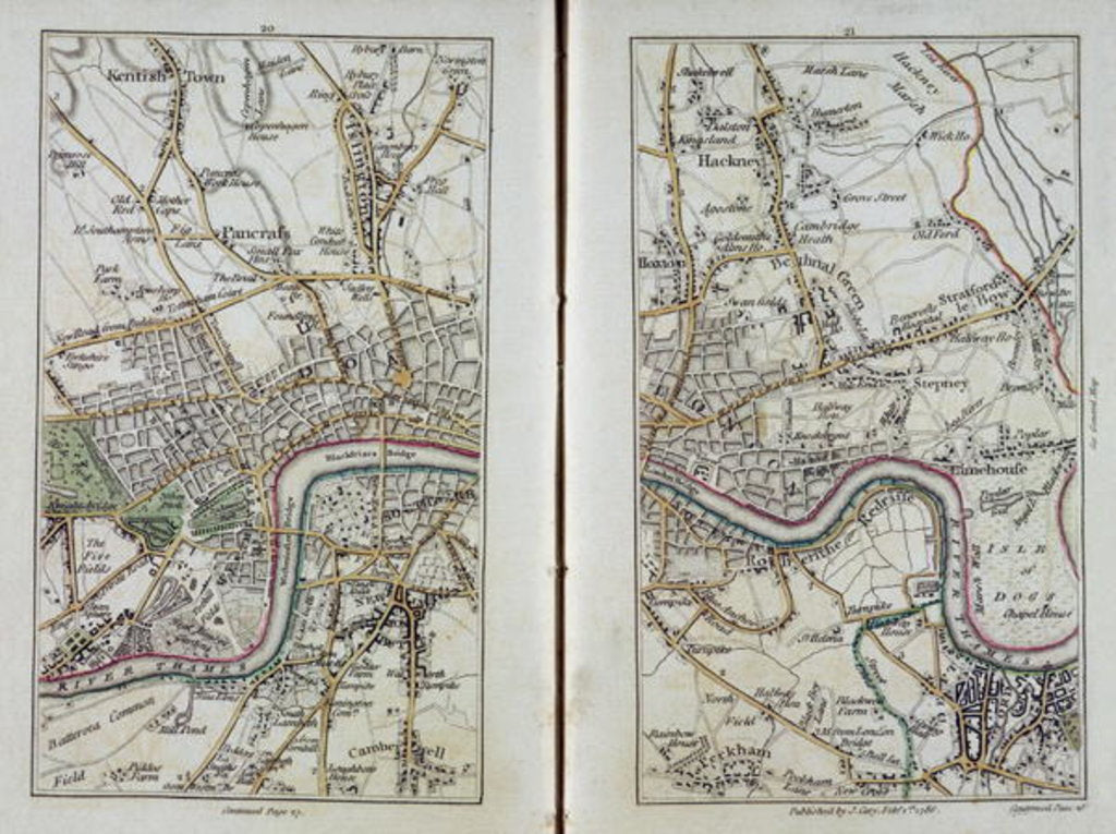 Detail of Map of East London, plates 20-21 by John Cary