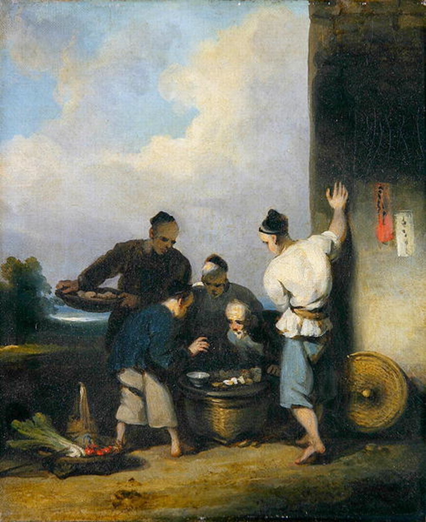 Detail of Coolies Round the Food Vendor's Stall, after 1825 by George Chinnery