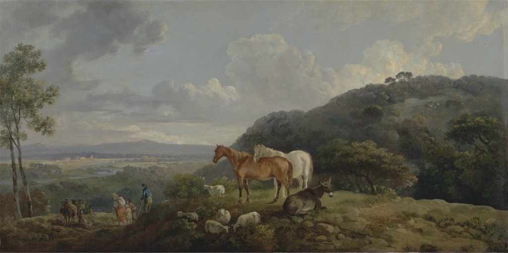 Detail of Morning: Landscape with Mares and Sheep, c.1770-80 by George the Elder Barret