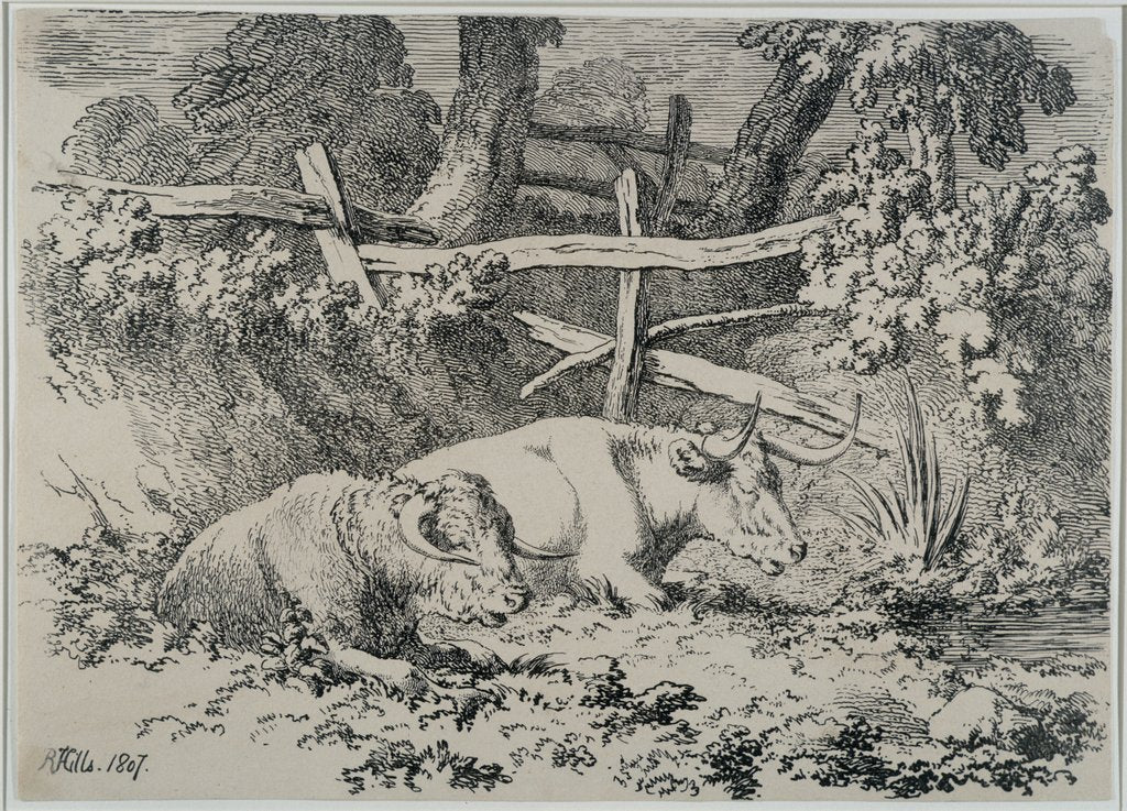 Detail of Cattle Resting, 1807 by Robert Hills