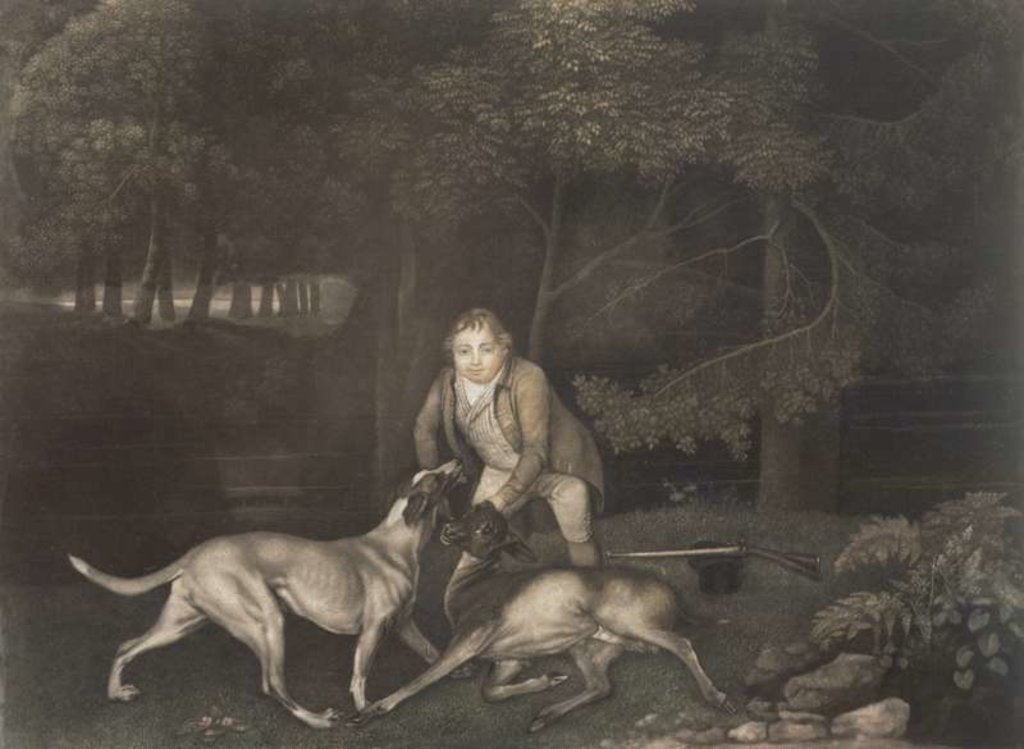 Detail of Freeman, Keeper to the Earl of Clarendon, with a hound and a wounded doe, 1804 by George Stubbs
