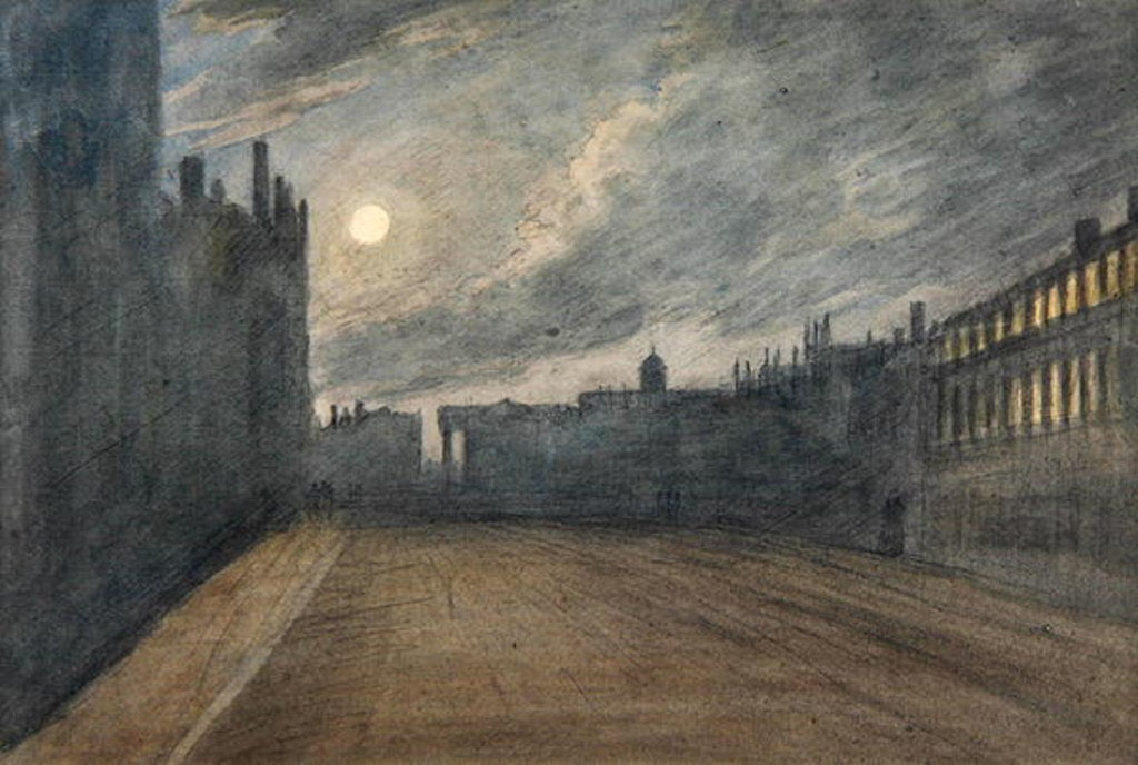 Detail of Broad Street, Oxford, full moon, 1790 by John Baptist Malchair