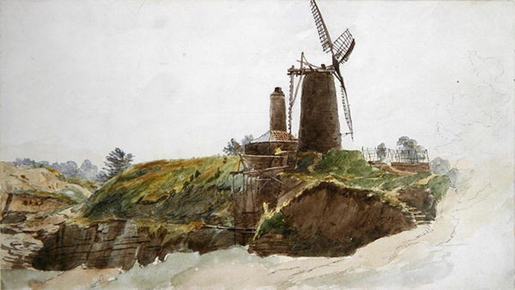 Detail of Landscape with Windmill by Thomas Creswick