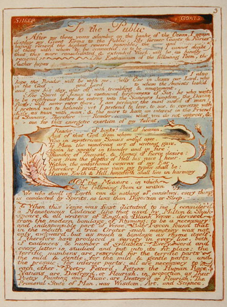 Detail of To the Public... by William Blake