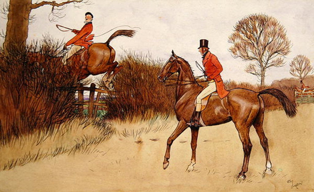 Detail of Ar never gets off, hunting scene by Cecil Charles Windsor Aldin