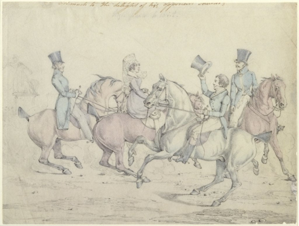 Detail of Morning Ride, original drawing for plate 12 of 'Scenes in the Life of Master George' by Henry Thomas Alken