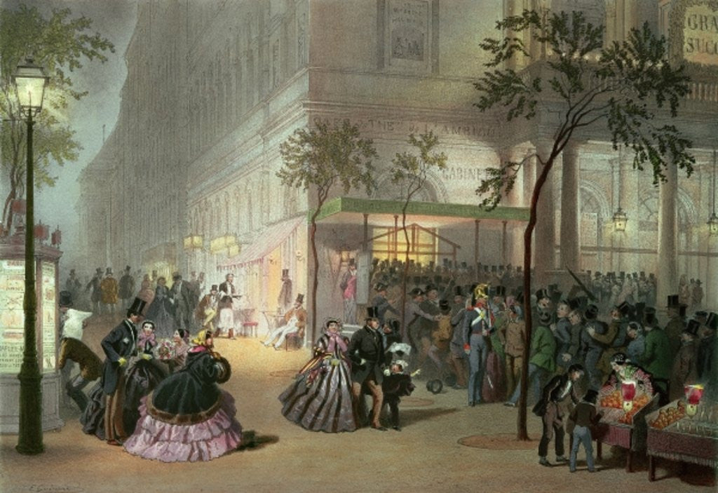 Detail of A Queue at the Theatre de l'Ambigu-Comique by Eugene Charles Francois Guerard