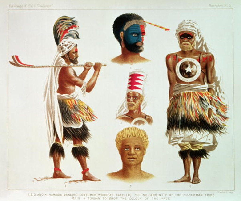 Detail of Various Dancing Costumes Worn at Nakello, Fiji by Michael Hanhart