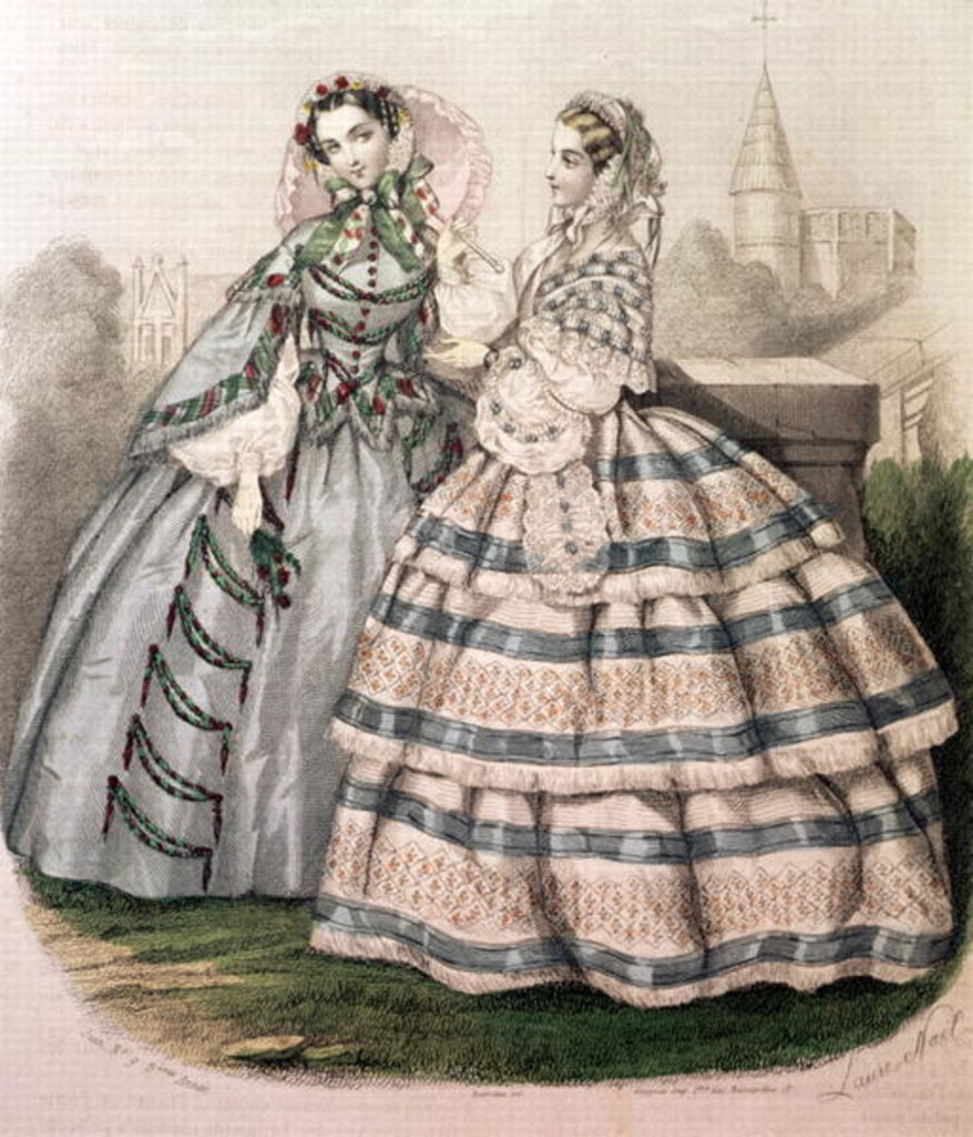Detail of Day Dress for 1858, engraved by Barreau by French School